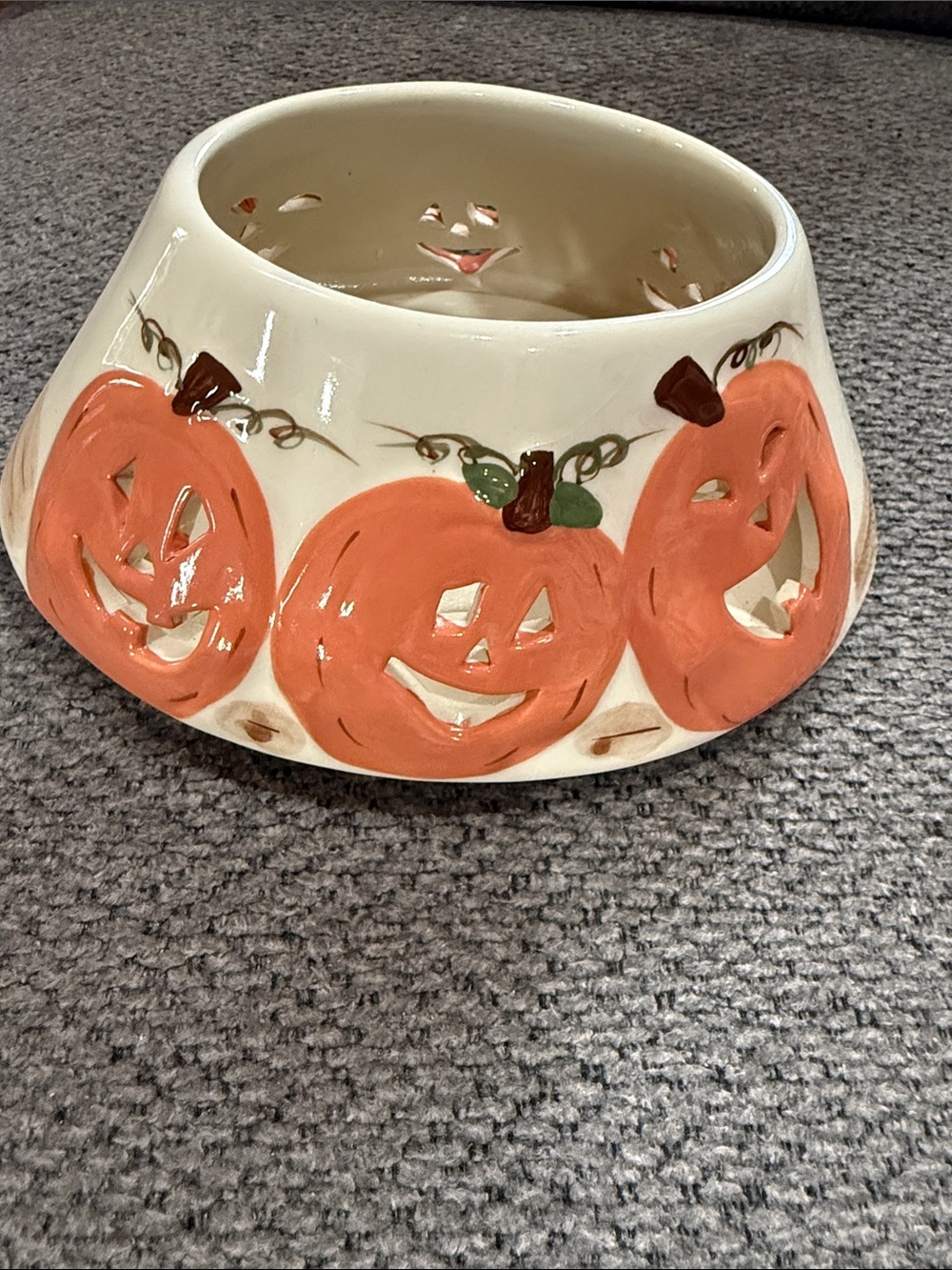 Ceramic Halloween Pumpkin Candle Shade